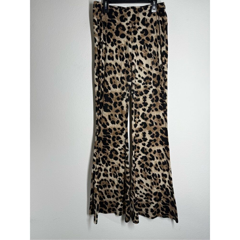 Fashion Nova Leopard Print Flare Leg Pull On Pants Size XL Sportwear